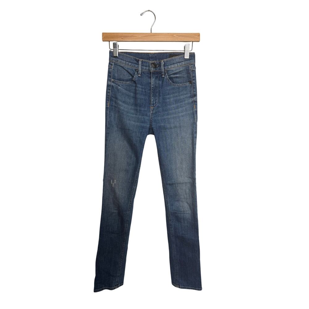 Rag & Bone Slim Straight Leg Jeans Women’s Sz 23 Blue Denim Distressed High Rise